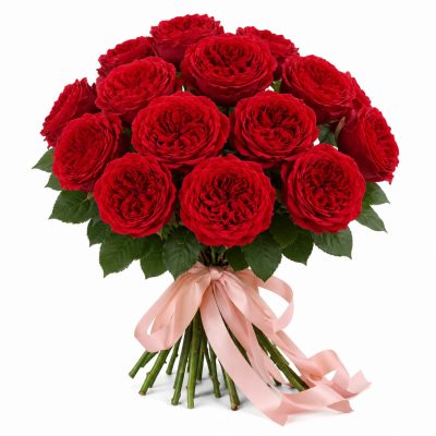 Пионовидные розы одноголовые красные, поштучно