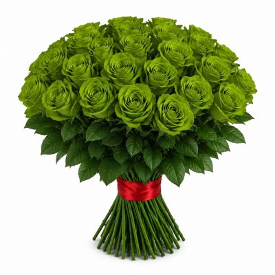25 роз зеленая Эквадор, букет, доставка