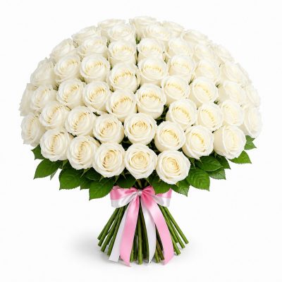 49 роз белая Кения, 50 см, букет, доставка